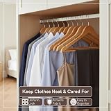 Straame Strong Brown Wooden Coat Hangers with Non-Slip Bar Pack of 20 view 4