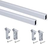 Emuca Wardrobe Oval Hanging Rail Kit with Supports 750mm Matt Anodized