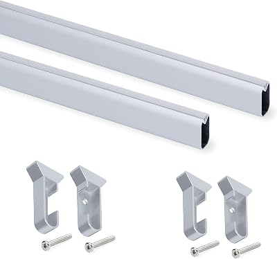 Emuca Wardrobe Oval Hanging Rail Kit with Supports 750mm Matt Anodized