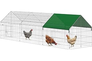 PawHut Metal Chicken Coop, 106" x 29.5" x 29.5" Small Animal Cage, Chicken Run for Yard, Portable Poultry Cage w/UV-Resistant