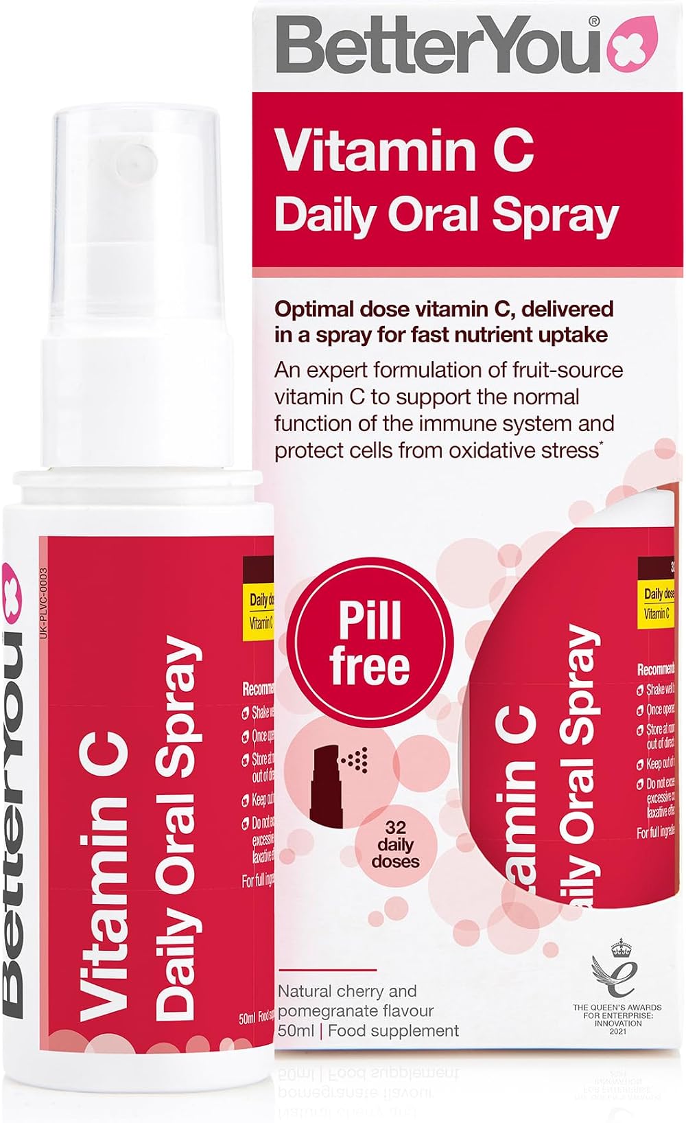 BetterYou Vitamin C Oral Spray - High Strength Immune Support, 1-Month Supply