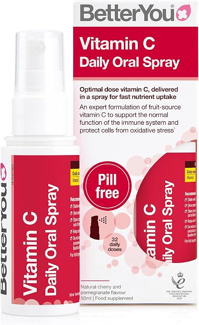 BetterYou Vitamin C Oral Spray - High Strength Immune Support, 1-Month Supply
