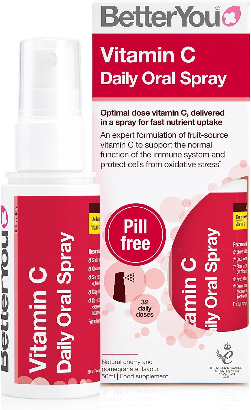 BetterYou Vitamin C Oral Spray - High Strength Immune Support, 1-Month Supply