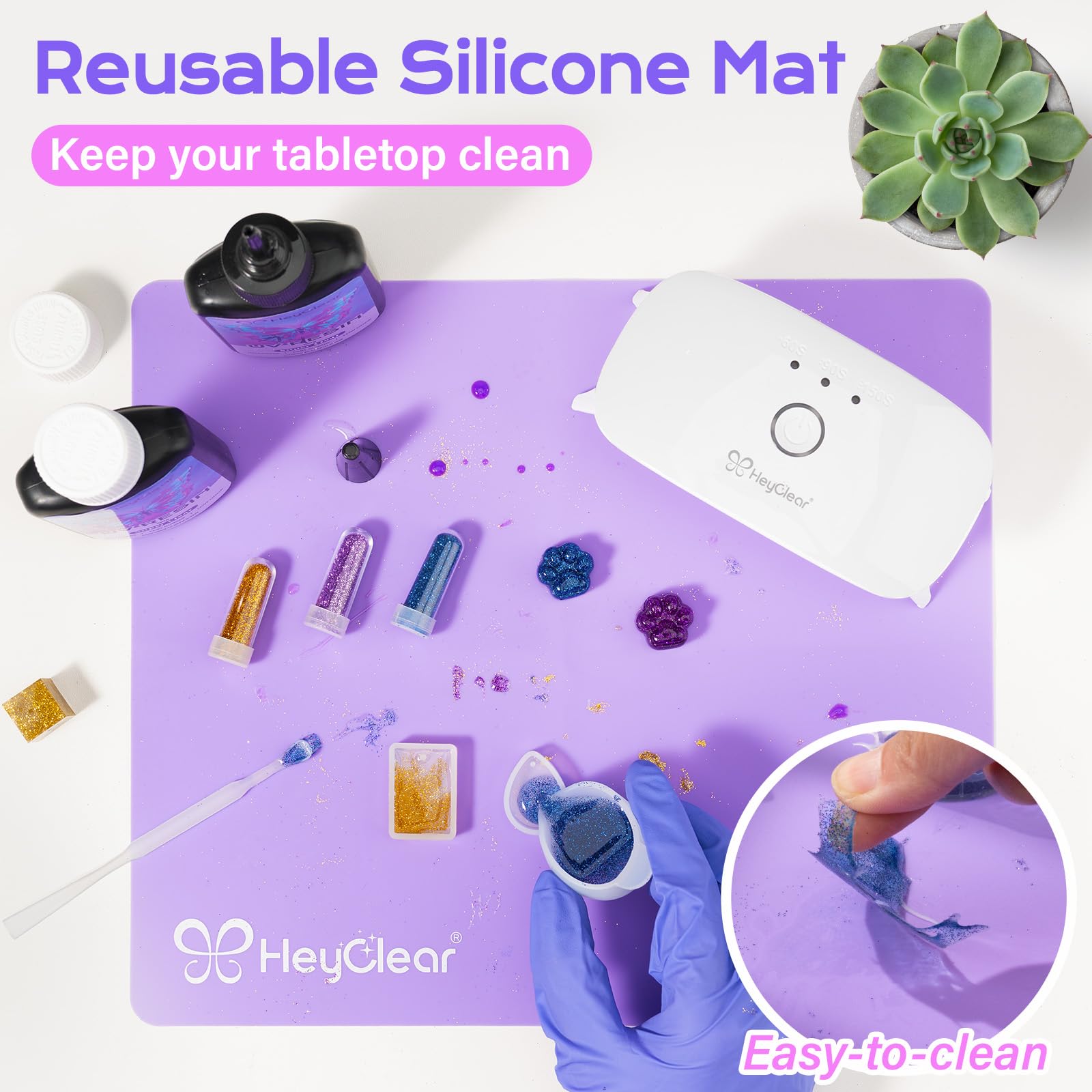 HeyClear UV Resin Kit with Light -200g Crystal Clear, Hard Resina UV Light Fast Curing UV Glue for Beginners Crafting, Molds Jewelry Making, DIY Craft Decorations