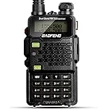 Two Way Radio, Baofeng Walkie Talkie UV-5R5 5W Dual-Band Two-Way Ham Radio Transceiver UHF/VHF 136-174/400-520MHz,65-108MHz FM with Upgraded Earpiece, Built-in VOX Function,Battery,Charger