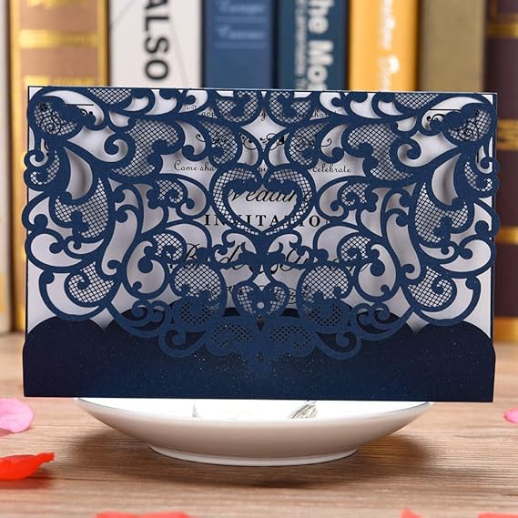 Amazon.com: personalised wedding invitations invites x 25 *free draft Wedding Invitation Card 50 Pack Eleva Laser Cut Wedding Invitations Kit