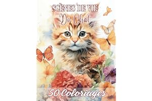 Scènes de Vie de Chats: Livre de 50 Coloriages de Chats Mignons Pour Adultes, Senior, avec des Scènes et Dessins Variés Apais