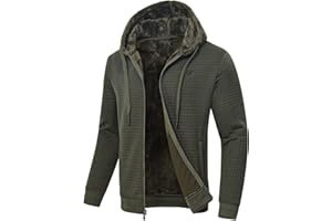 yuyangdpb Men's Zip Up Hoodie Heavyweight Fleece Sherpa Lined Sweatshirt Jackets Winter Warm Coats