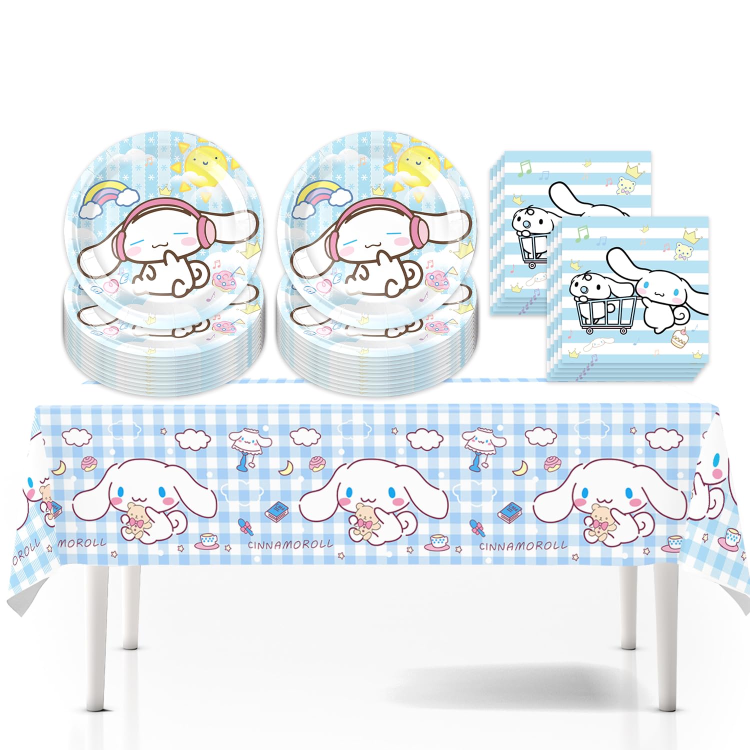 41 pcs Pink Cat Party Decoration Hello Cat Pink Kite Including 1pc Tablecover 20 pcs 7 inches Plates and 20 pcs 6.5 inches Napkins Cat Theme Birthday Party Decoration Favor Sets (41pcs blue)