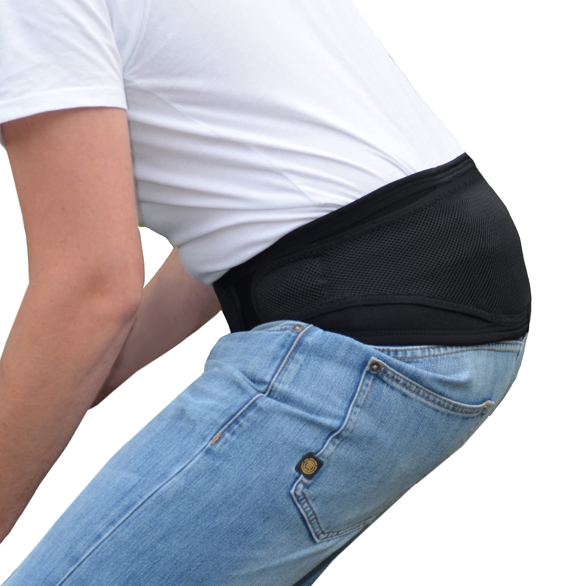4DflexiSPORT Ultra-Comfort Lumbar Support Belt (BLK), No Stays, Perfect for Gardening And Sports Use. Airflow, Cooling, Anti-Sweat Fabric Technology.