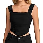 KUTUMAI Summer Floral Corset Tops for Women Cute Bustier Y2K Going Out Top - Off Shoulder and Square Neck Two-Wear