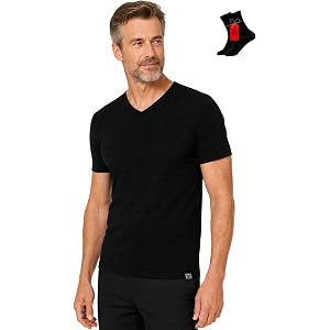 MERINNOVATION Men Merino Wool V Neck T-Shirt - Men's Merino Wool Shirt Lightweight Wicking Base Layer Undershirt for Hiking