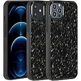 molzar Grip Series for iPhone 12/12 Pro Case with Real Forged Carbon Fiber, Built-in Metal Plate for Magnetic Mount, Works with Qi-Certified Chargers, Glossy Black/Forged