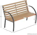 Garden Vida Slatted Garden Bench 18mm Hardwood Slats Steel Frame view 2
