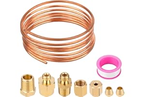 72'' Oil Pressure Gauge Tubing Kit, Mechanical Oil Pressure Gauge Line Kit Od Threaded Brass Parts Pipe Set of Copper Tube an