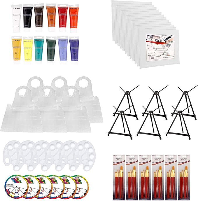 U.S. Art Supply Paint and Sip Art Party Painting Kit 6