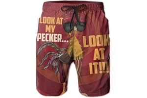 Fzryhaika Stop Looking at My Cock Men's Swim Trunks, Funny Quick Dry Beach Board Shorts with Mesh Lining and Pockets