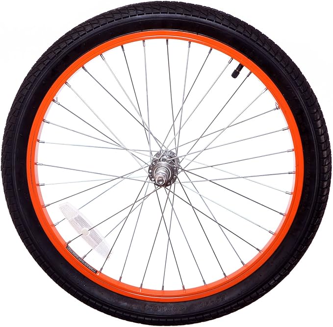 FRONT 20" ORANGE kids BIKE/TRAILER BMX WHEEL BLACK Slick tyre 10mm