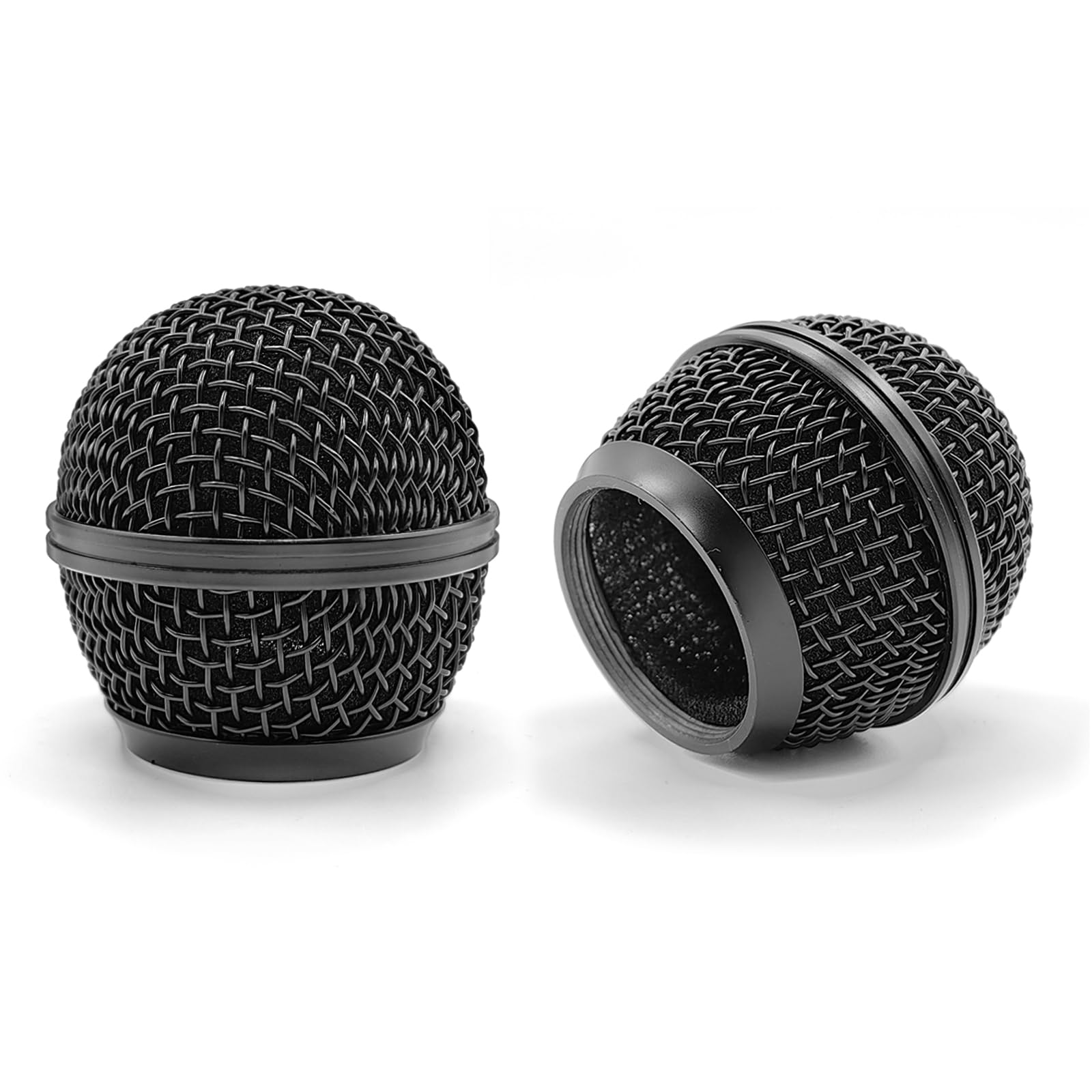 Musiin microphone replacement grille for SM58, SM58-LC, SM58S, BETA 58A, SV100, PGX24, SLX4 microphone head cover, ball head grille, pickup parts (Black 2-Pack)
