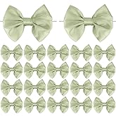Sage Green Bows Twist Tie Bows, 20 Pcs Satin Twist Tie Bows for Treat Bag Satin Ribbon Tie Bows Premade Bows for Cake Pops Wedding Bridal Shower Baby Shower