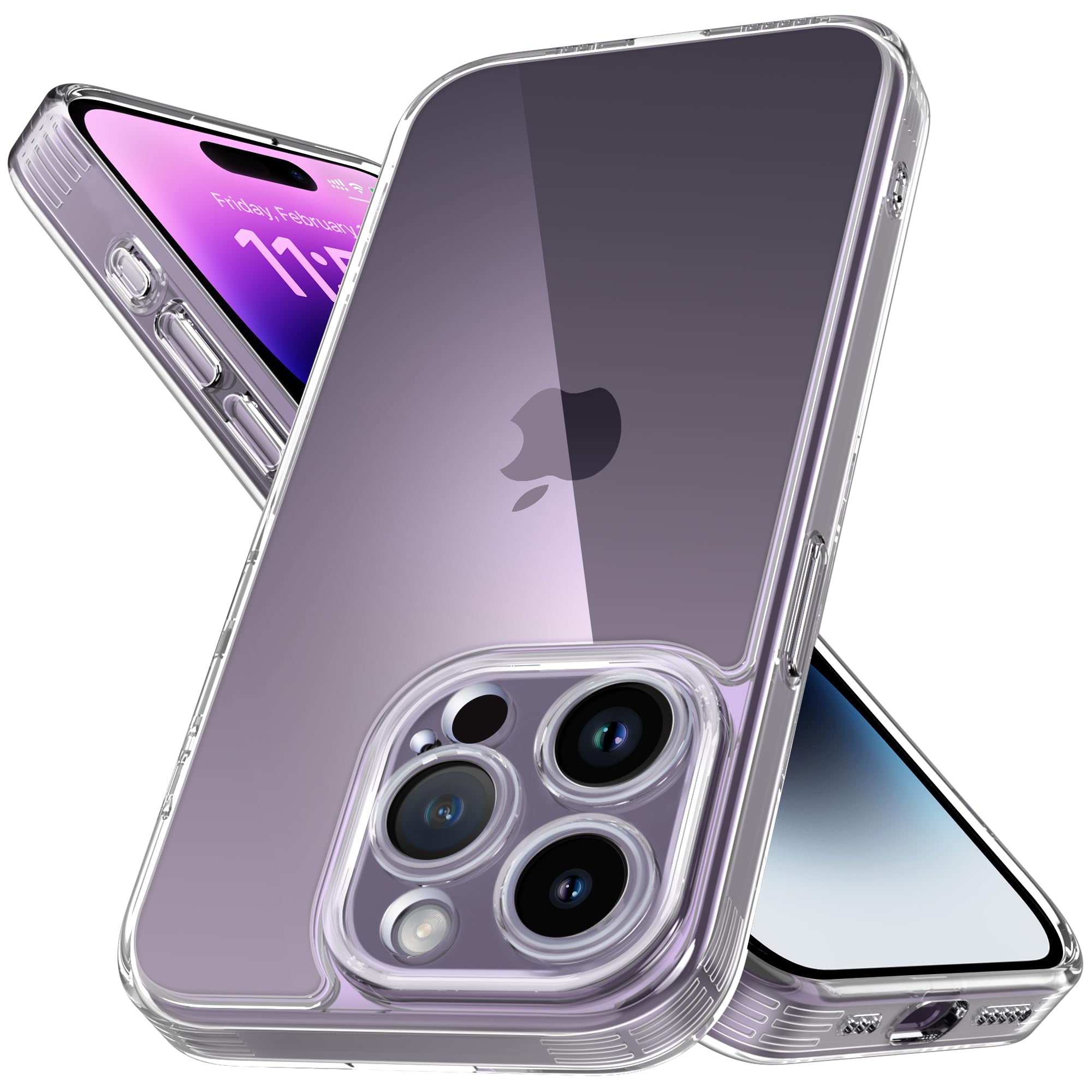 Mootobo for iPhone 14 Pro Case 6.1-Inch, Matte Shockproof Bumper Phone Cover, Military-Grade Protection Ultra Slim 360°Full Body Frosted Translucent Back Phone case(Clear)