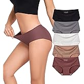 TUTUESTHER Seamless Underwear Women No Show Hipster Panties Mid Rise Full Coverage Soft Panties