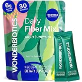 Daily Fiber Mix Supplement 6g Powder Packets GLP-1 Support - 30 Sachets | 5 Diverse Fibers with Prebiotics for Appetite Suppressant, Regularity, PHGG, Psyllium Husk, Daily Drink Mix for Women &amp; Men