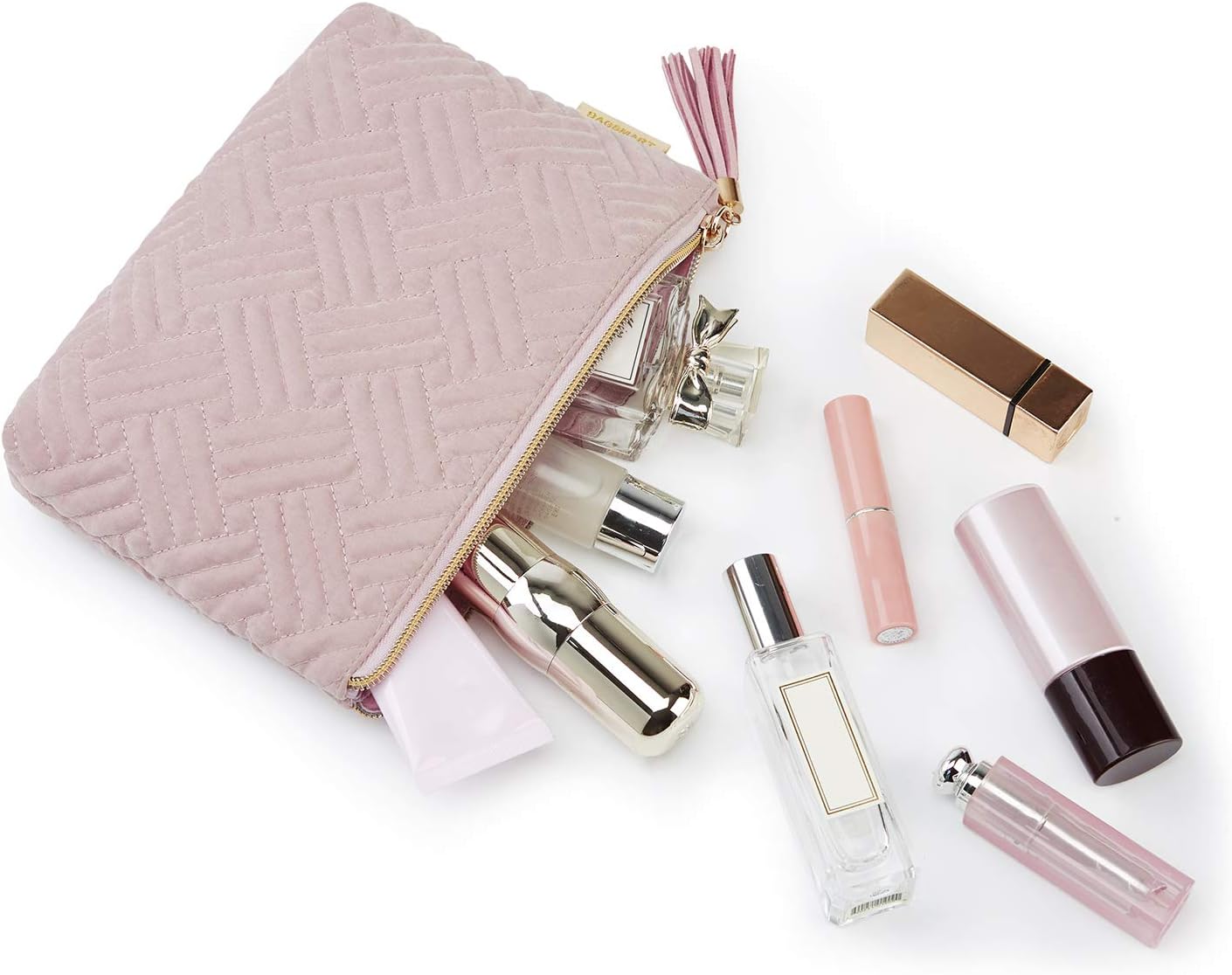 Cosmetic Bag for Women, BAGSMART 2 Pcs Small Makeup Bag for Purse Travel Cosmetic Pouch for Makeup Brushes Lipsticks Electonic Accessories, Pink+Black