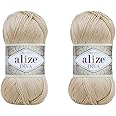 Alize Diva Yarn Hand Knitting Yarn 100% Microfiber Acrylic Yarn Alize Diva Silk Effect Thread Crochet Art Lace Craft Lot of 2 skeins 200gr 767 yds (368-Camel)
