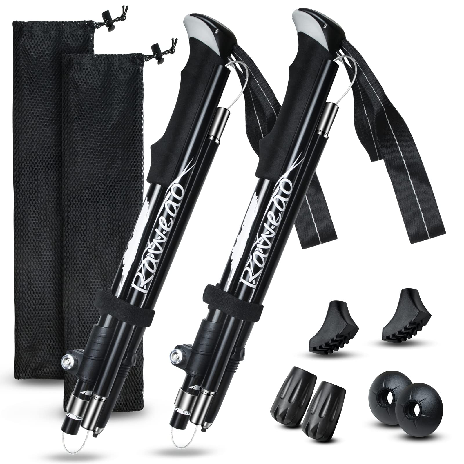 Nordic Walking Poles - 2 Pack Collapsible Trekking Hiking Poles with Quick Lock System, Folding, Telescopic, Ultralight for Senior Trekking, Backpacking, Hiking