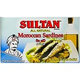 Sultan Moroccan Season Sardines in Oil, 100% All-Natural, High Protein, No Additives, No Preservatives, Paleo, Carnivore, Keto Friendly, Zero Carb, Sealed Freshness, 4.37oz (Pack of 50)