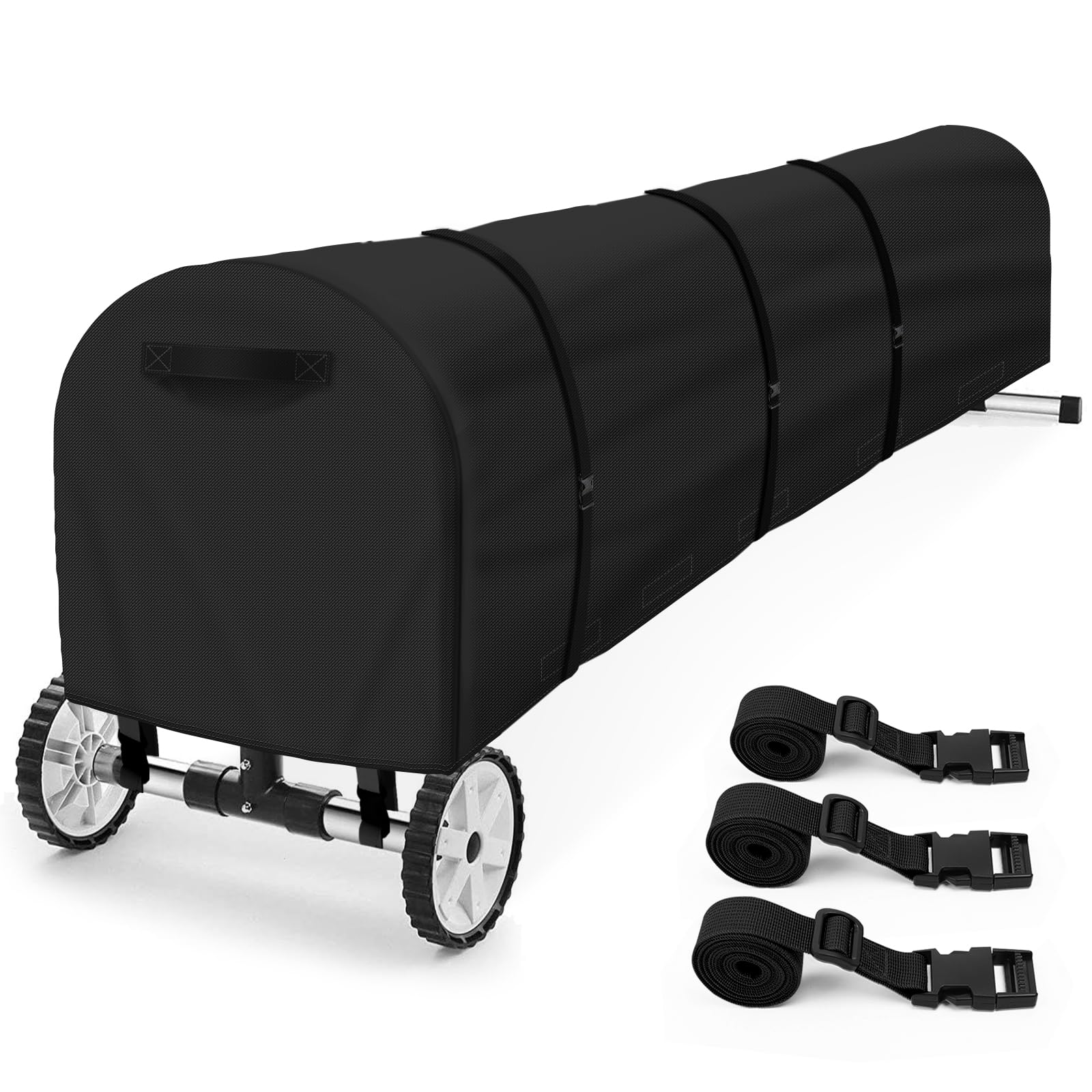 Photo 1 of Swimming Pool Solar Reel Cover, 22Ft UV Resistant Inground Pool Solar Protective Blanket Reel Cover 420D Heavy Duty Waterproof Winter Solar Blanket Reel Roller Covers Protector (22 Ft, Black)