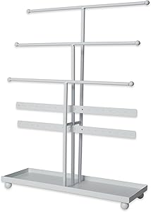 Home Traditions Z01649 Tree Tower, 3 Tier Metal with Modern Look and Jewelry Organization, White