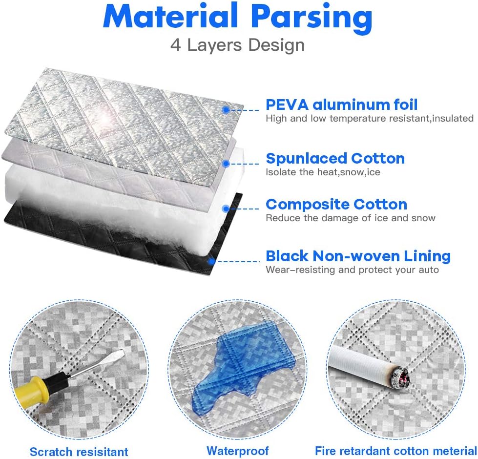 AUERVO Car Windscreen Snow Cover Windshield Snow Ice Cover Frost Waterproof Windproof Dustproof Scratch Resistant Outdoor UV Protection Car Covers for SUV Most Vehicle (S size :(56"(W) X 36"(H))) - Image 5