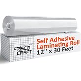 Frisco Craft Transparent Glossy Self Adhesive Laminating Roll 12" x 30 ft | Self Laminating Sheets for Decals, Sticker, Photos &amp; More No Heat Sealing, Clear Sheets