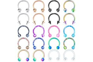 D.Bella 16G Surgical Steel Horseshoe Captive Bead Nose Hoop Ring Septum Eyebrow Lip Cartilage Helix Tragus Earring Hoop Rings