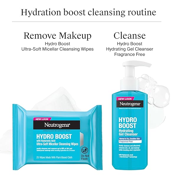 NEUTROGENA HYDRO BOOST FACE WASH, FRAGRANCE FREE, HYDRATING FACIAL CLEANSER WITH HYALURONIC ACID, DAILY FOAMING FACE WASH & MAKEUP REMOVER, HYPOALLERGENIC GEL CLEANSER, 7.8 FL. OZ