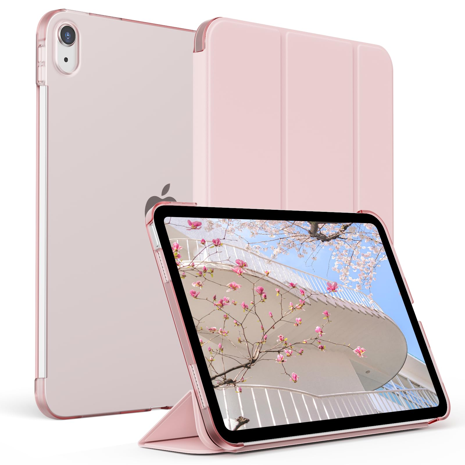 Photo 1 of KENKE Case for iPad (A16) 11th Generation 11 Inch 2025, iPad 10th Generation 2022 10.9 Inch, Slim Trifold Stand Smart Case, Hard PC Translucent Back Shell Cover Without Pencil Holder, Pink