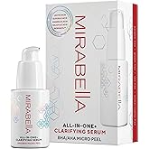 Mirabella All In One Clarifying Serum Micro Peel for Anti Aging - Hydrating 7% Glycolic Acid & 8.8% Lactic Acid Serum Face Peel with AHA BHA Exfoliant, 1 Oz