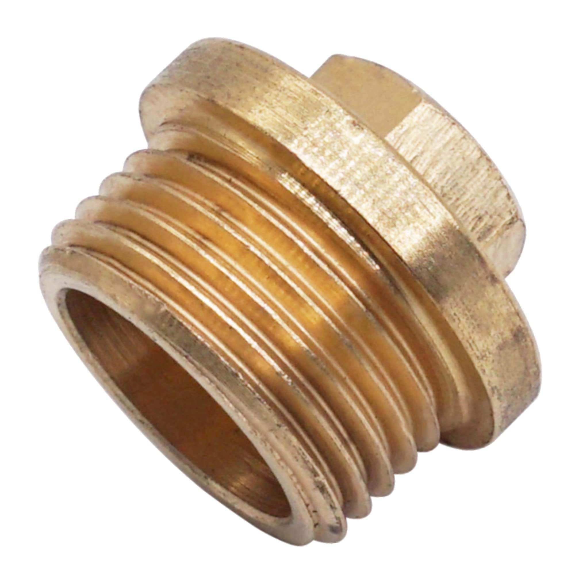 SKIR'CO (2 pcs) Brass Hex Head Flanged Plug 3/8", Male Blanking Plug, Pipe Plug, External BSP Thread
