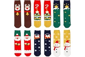 MarJunSep Kids Christmas Fuzzy Socks Toddler Christmas Gifts Stocking Stuffers Cozy Fluffy Knee High Long Calf Boot Socks 1-7 Years