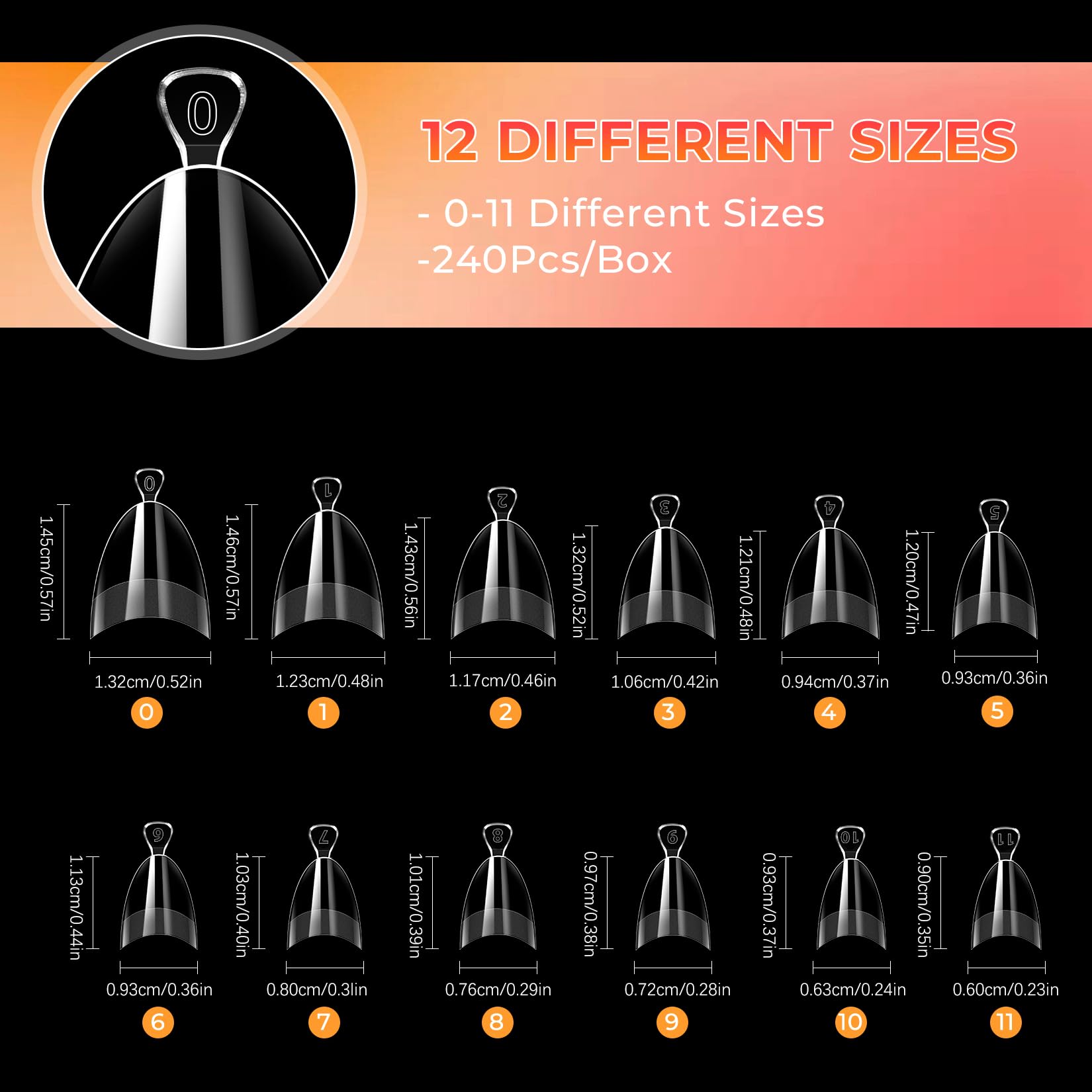 Ranrose Short Almond Nail Tips 240PCS Half Matte Soft Gel Nail Tips 12 Sizes Short Almond Half Cover False Nails with Handles for Press on Nails Extension Art Home & DIY Nail Salon with Box - Image 2