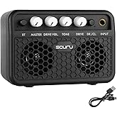 Caline Guitar Mini Amp, 5W Rechargeable Bluetooth Guitar Amplifer Combo for Desktop Practice, Dual Channel,with Headphone Jack, Black