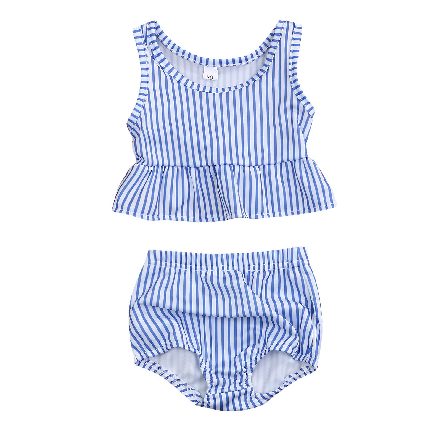 YOUNGER TREE Toddler Baby Girls Summer Swimsuit Sleeveless Striped Swimwear Two-Piece Suit Beach Bikini