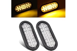 Ledvillage 6 Inch Oval Clear Lens Amber Trailer Marker Lights 24 LED Turn Parking Signal Lamp SMD Plug & Rubber 3-Wire for Trailer Truck RV Pickup Van 12v DC (2 Pcs)