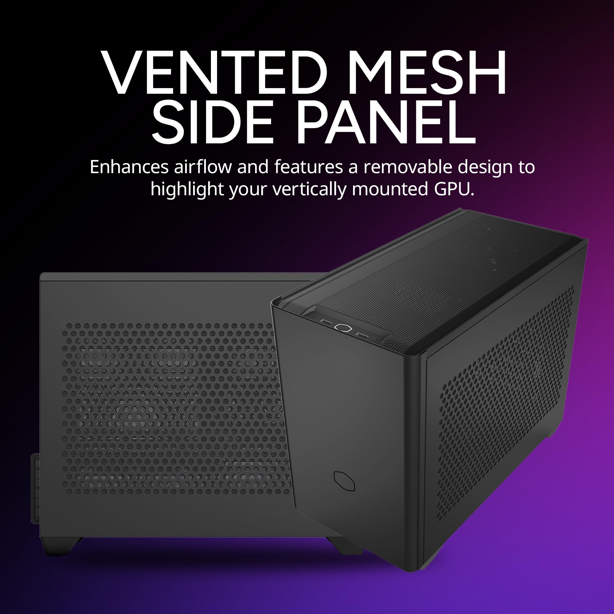 Cooler Master NR200 Mini-ITX PC Case, 330mm Horizontal Triple-Slot Mount GPU, 240mm|280mm AIO, SFX PSU 130mm, Compatible RX 7900 XTX|4080 Super, Vented Panels, DIY