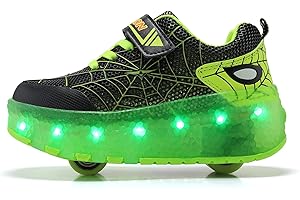 Yogeeft Kids Shoes with Double Wheels - Upgraded Kids Roller Shoes for Gifts, Retractable Wheels Skateboarding Shoes for Kids Sneakers Light Up Rechargeable for Birthday Party Gift