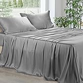 IKIFLY Queen Sheet Set 4 Piece, 16” Deep Pocket, Ultra Soft & Luxuriously for Hot Sleepers, Breathable Silky Bedding Sheets & Pillowcases, Grey