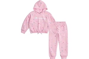 Champion Girls Hoodie and Sweatpant Set for Kids Athletic Fleece Sweatsuit