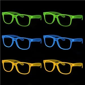 Ocean Line Glow In The Dark Glasses, 6 Pack Neon Glow Party Glasses | For Glow Parties, Festivals, Halloween & Night Events,